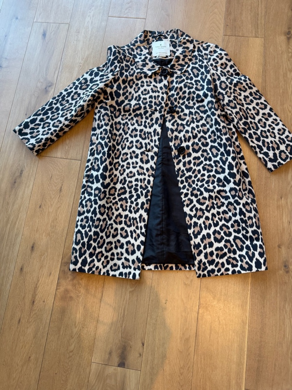 kate spade Leopard Print Trench Coat - Black & Cream